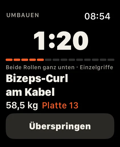 Umbau-Hinweis vor einer neuen Übung