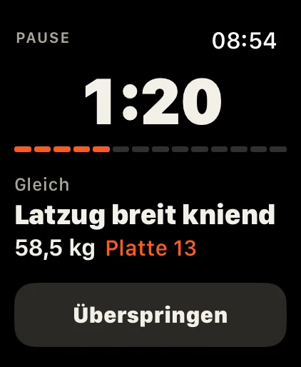Pausen-Countdown mit der nächsten Übung