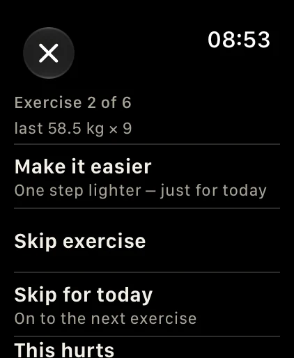 The “…” menu: Make it easier, skip, or report pain.