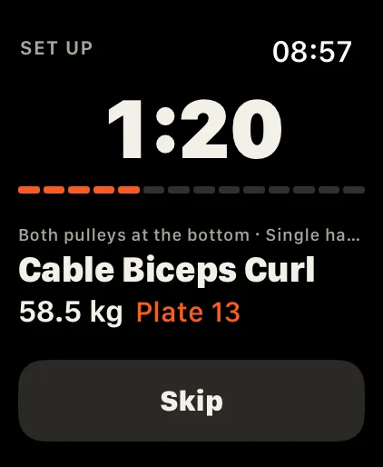 Set-up hint before a new exercise