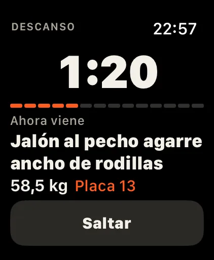 Cuenta atrás del descanso con el siguiente ejercicio