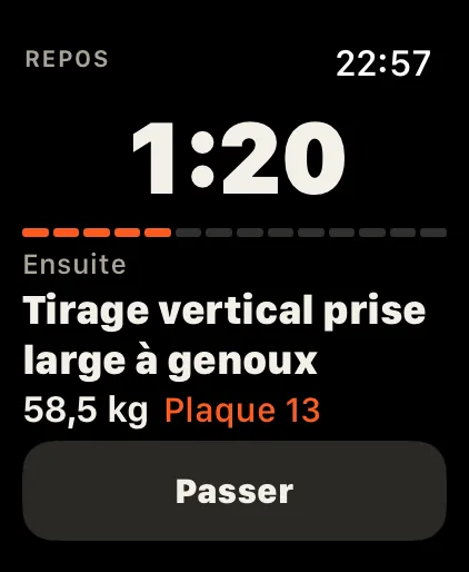 Compte à rebours du repos avec l’exercice suivant