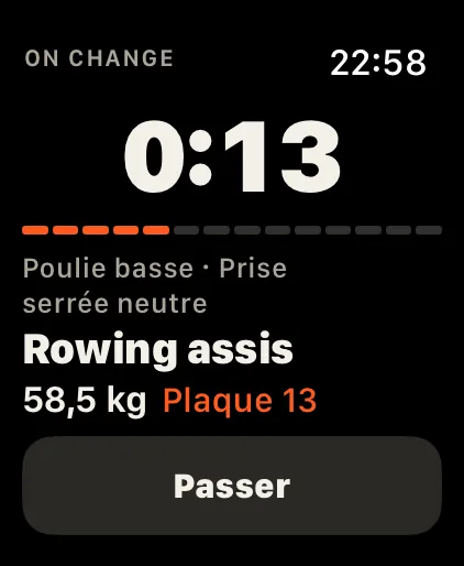 Superset: Passe à l’autre colonne, la montre te dit quoi régler.