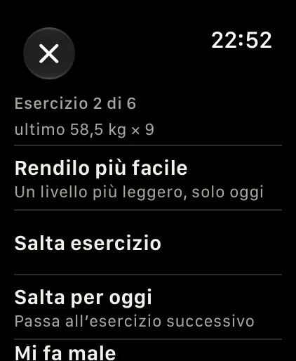 Il menu «…»: Alleggerisci, salta o segnala dolore.