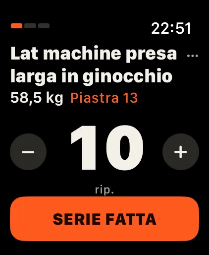 DCFT su Apple Watch: una serie con peso, piastra per il perno e ripetizioni