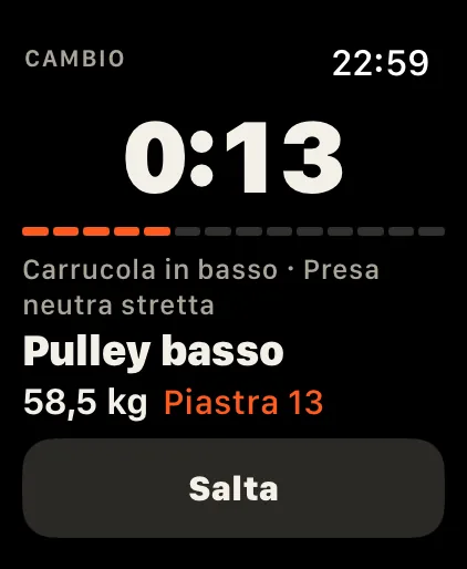 Superserie: Passa all’altra colonna, l’orologio ti dice cosa impostare.