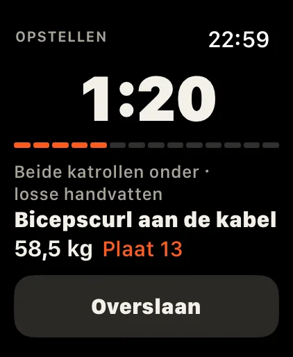 Instelhint voor een nieuwe oefening