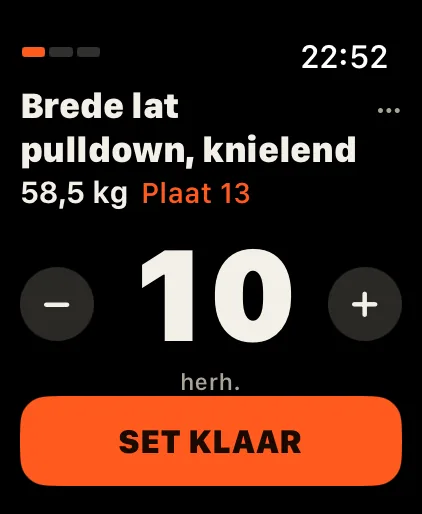 DCFT op de Apple Watch: een set met gewicht, de plaat voor je pin en herhalingen