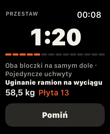 Wskazówka ustawienia przed nowym ćwiczeniem
