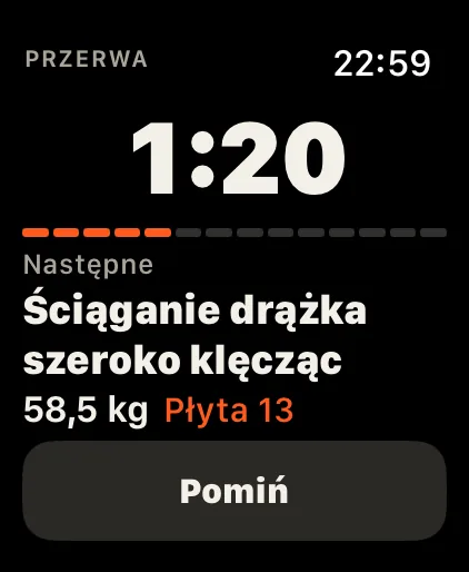 Odliczanie przerwy z następnym ćwiczeniem
