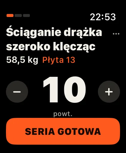 DCFT na Apple Watch: seria z ciężarem, płytą pod bolec i powtórzeniami