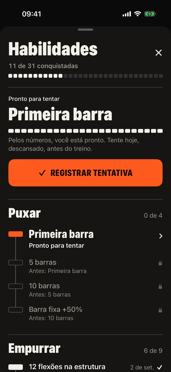 Progresso que você vê