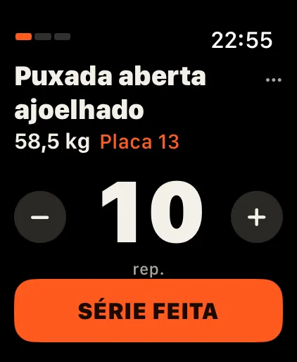 DCFT no Apple Watch: uma série com carga, placa do pino e repetições